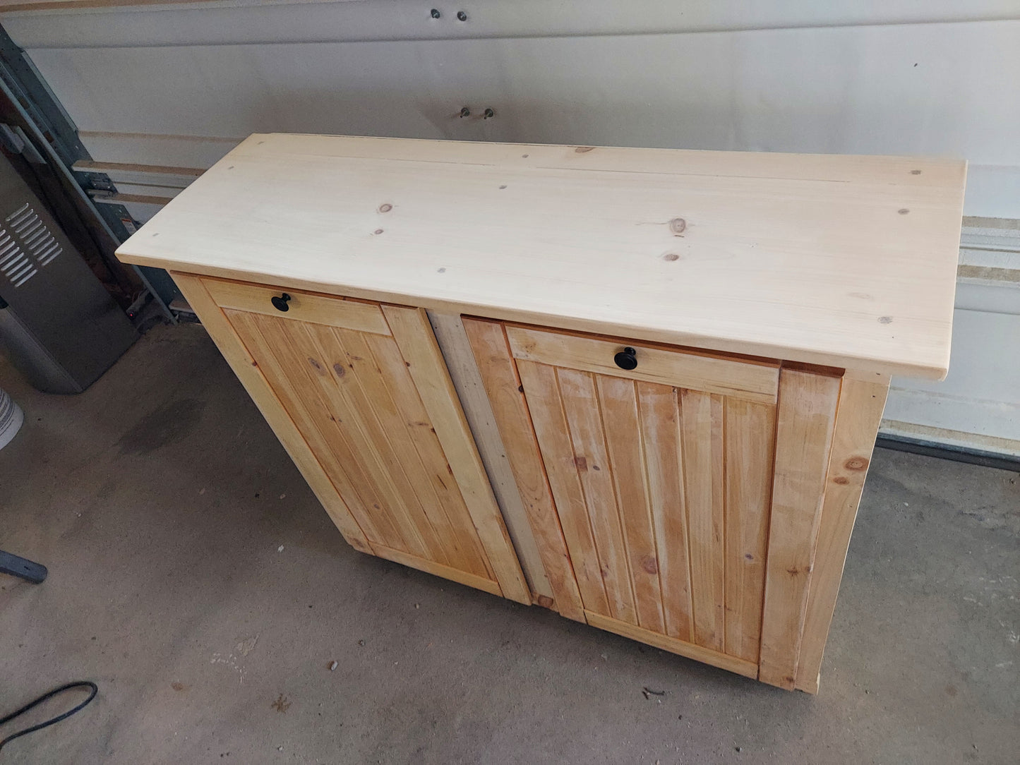 Pine Trash Bin Cabinet