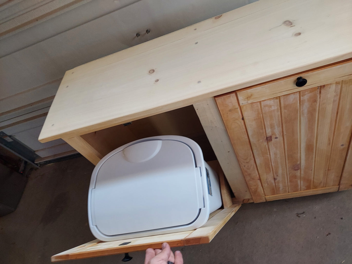 Pine Trash Bin Cabinet