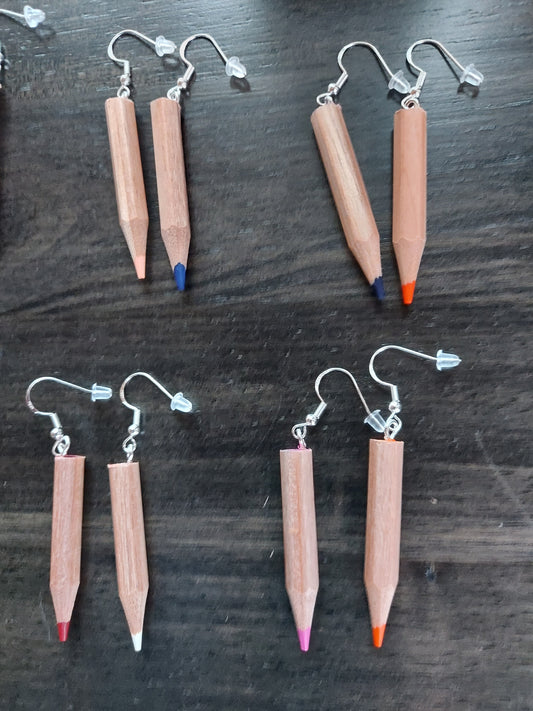 Colored pencil earrings