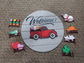 Welcome Sign with red truck